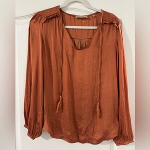 Philosophy Women's Rust Blouse with Tassel Details